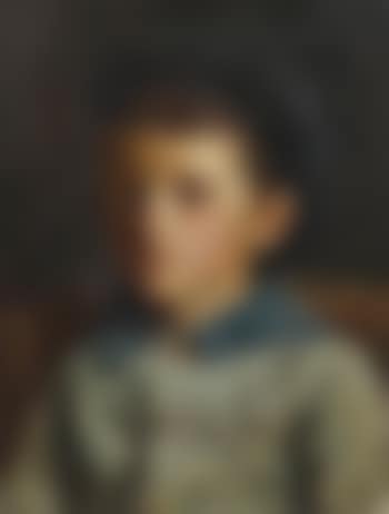 Portrait of a young boy, bust length, in a blue jacket and cap (preview)