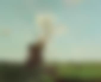 Workers near a wind mill in a Dutch polder landscape, near Noorden (preview)