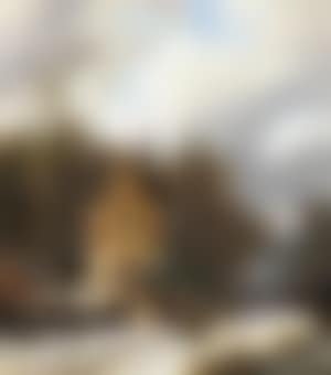 A winter landscape with a chapel, a horseman and travellers on a path (preview)