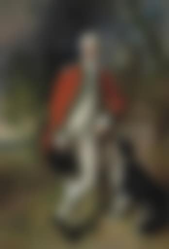 Portrait of Colonel John Bullock dressed in military uniform in a landscape, with a dog at his feet (preview)