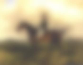 Equestrian figure, fox hunt in distance (preview)
