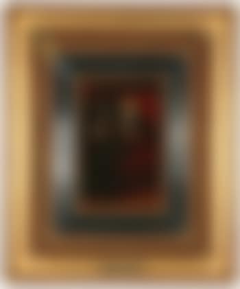 Woman seated reading a letter before an ebonized Chinese cabinet (preview)