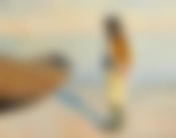 Fisherman on the beach in afternoon light (preview)