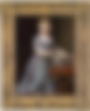Portrait of a young girl with her dog (preview)