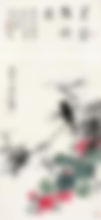 Bird standing on the bamboo over the cotton roses (preview)