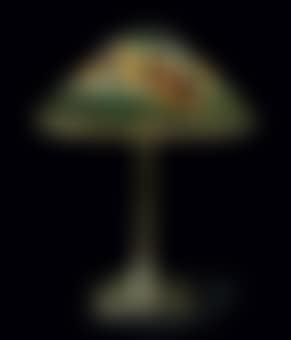 A Poppy Leaded Glass and Bronze Table Lamp (preview)