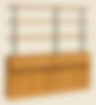 A Pine and Painted Metal Headboard with Shelf (preview)