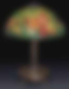 A Woodbine Leaded Glass and Bronze Table Lamp (preview)