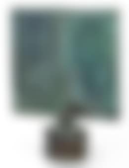 A Patinated Welded Bronze Leaf Platform Sculpture (preview)