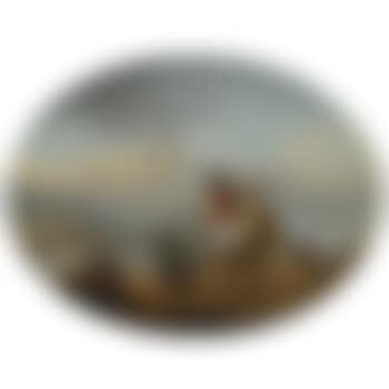 A Lady And a Gentleman On Horseback Being Shown To An Approaching Ferry By a Young Page (preview)