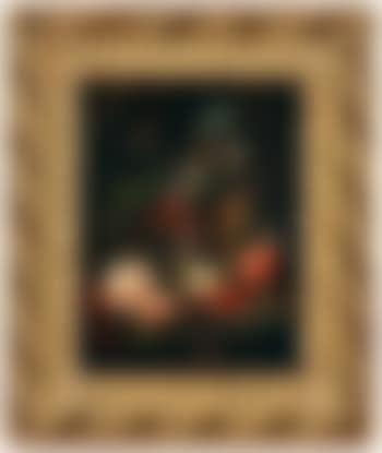 Still life with roses, cherries, goblets and cups (preview)