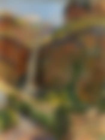 Orientalische Gebirgslandschaft mit Wasserfall und einer Karawane (preview)
