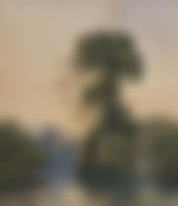 River scene with cottage and fishing punt (preview)