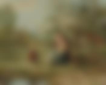 Mutter mit Kindern unter blühenden Obstbäumen (preview)