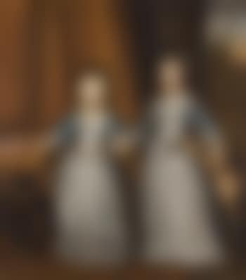 Portrait Of Two Young Girls On a Terrace With Two Hounds, a Landscape Beyond (preview)