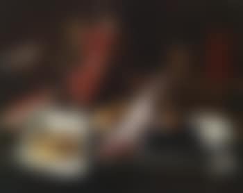 A kitchen still life with meat, a calf's head, a goat, a pie, and bread (preview)