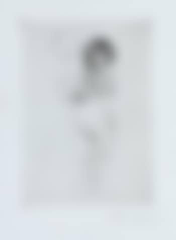 Antoinette standing, looking into a hand mirror (preview)