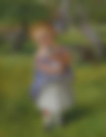 Girl and kitten in an orchard (preview)
