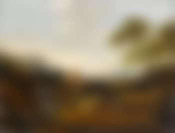 Südliche Landschaft mit Burg und Wasserfall (preview)