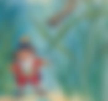 Thumbkins ran beneath the bushes and down the tiny path until he came to where Tommy Grasshopper sat upon a blade of grass swinging in the breeze', Friendly Fairies sotry illustration (preview)