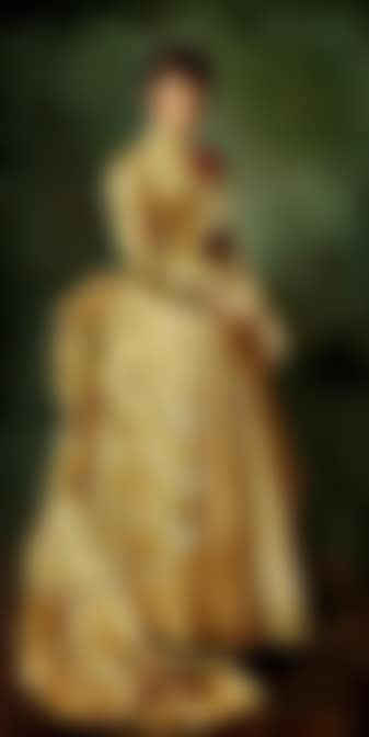 Portrait of Anna Helen Eybe married to barrister Eybe, in a yellow evening gown (preview)