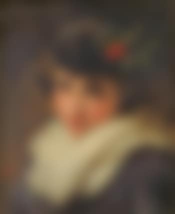 Portrait of a pretty young lady, head and shoulders, wearing a blue coat and cream scarf (preview)