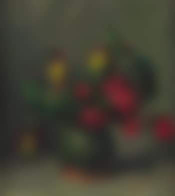 Blumenstrauß mit Gartenorchideen und Rhododendron in irdener Vase (preview)