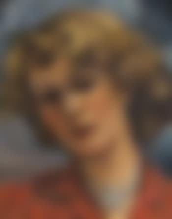 Portrait de jeune femme au chemisier rouge et au collier de perles (preview)
