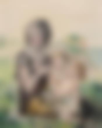 Junges Mädchen mit zwei Kindern an der Küste (preview)