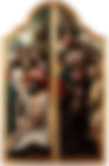 Zwei Flügel eines Hausaltars mit Darstellung der Kreuztragung Christi sowie der Pieta nach der Kreuzabnahme (preview)
