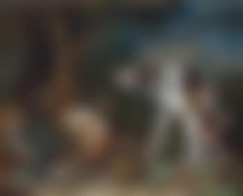 A pointer with a hare, a musket, a hunting horn, finches and other birds, in a landscape (preview)