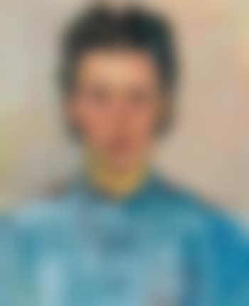 Porträt einer Frau im blauen Kleid. (preview)