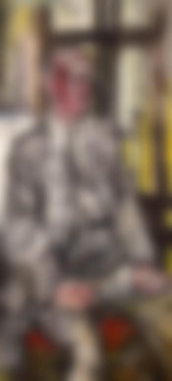 Male model against easel (preview)