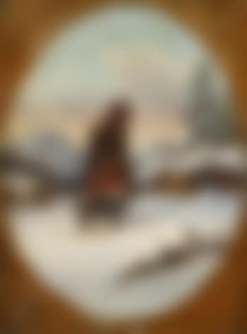 Native woman crossing the snow with trade goods (preview)