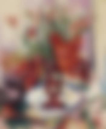 Tulipes dans un verre rouge (preview)
