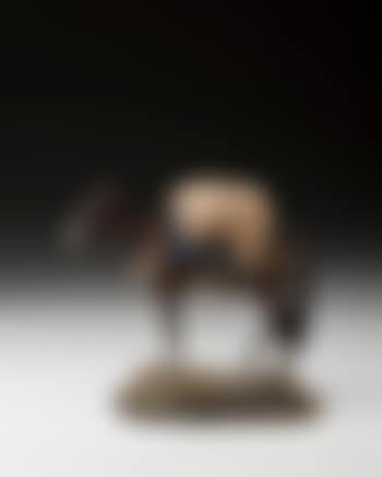 Model of a horse saddled with pack tied in a diamond hitch (preview)
