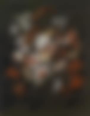 Blumenstillleben mit Tulpen, Rosen, Nelken und anderen Blumen in einer Glasvase (preview)