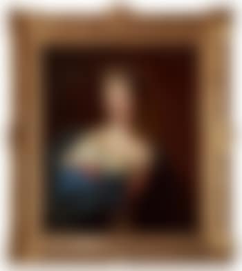 Portrait de femme au corsage de dentelle et manteau bleu (preview)