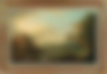 See mit Badenden in Baumlandschaft mit Häusern (preview)