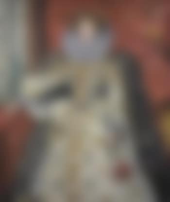 Portrait of Queen Elizabeth I (1533-1603), three-quarter-length, with an ermine, in a richly embroidered and bejewelled white dress and ruff, a mantle decorated with flowers, holding fan and glove in left hand, olive branches in right, in an interior (preview)