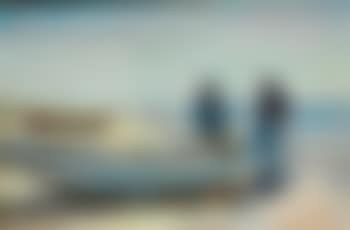 A fisherman and his wife on Skagen Sønderstrand, in the background the lighthouse (preview)