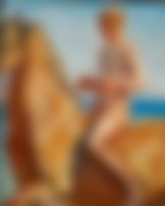 Naked boy on horseback on the beach (preview)