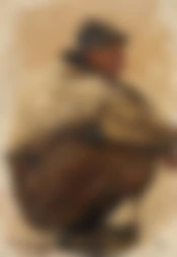 Ölstudie Eines Hockenden Fischers (preview)