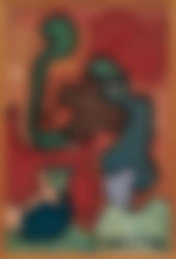Composition, fond rouge, base verte (preview)