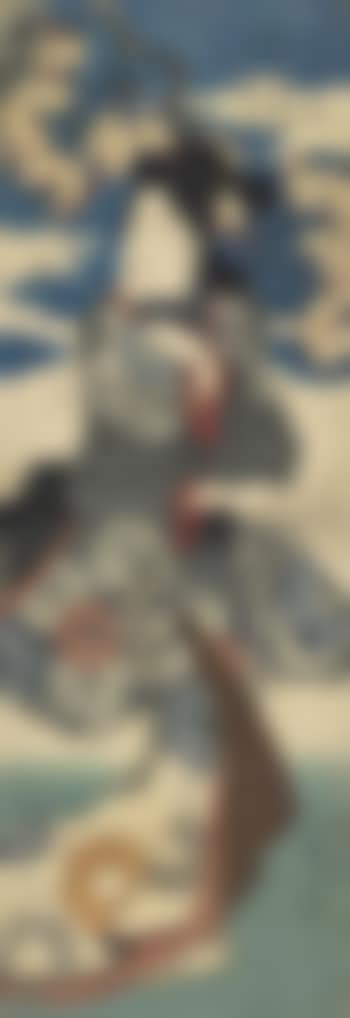 A kakemono-e depicting a bijin standing under a flowering cherry tree (preview)