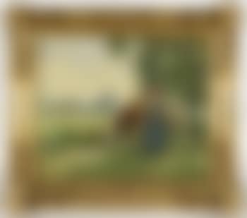 Gardienne de troupeau au bord de la mare (preview)