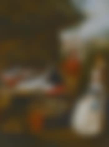 A fishmonger showing a pike to a housewife by a stall laden with fish (preview)