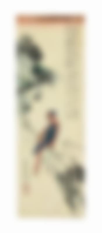 Parrot on a grape vine. Swallow and wisteria. Owl, pine and crescent moon (preview)