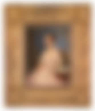 Portrait of a lady sitting with cushion (preview)