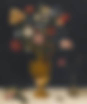 Still life with of Carnations and other Flowers in a Gilt Vase, a Parrot and a Beetle (preview)